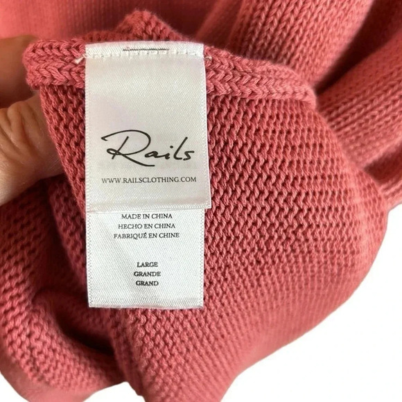 Chunky knit hoodie by Rails ,men Large,faded red ,like new!detailed,100 cotton - Picture 12 of 13